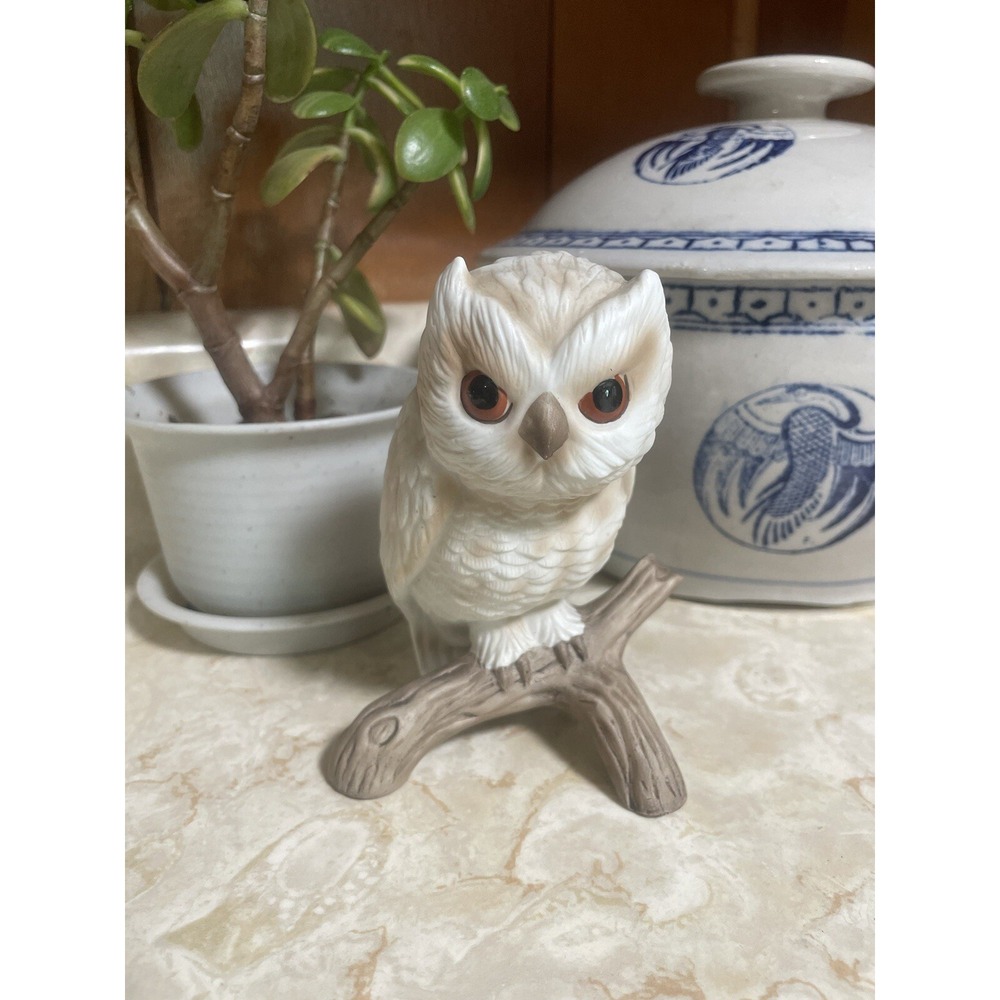 Vintage Ceramic Owl Figurine‎ Sitting On Branch